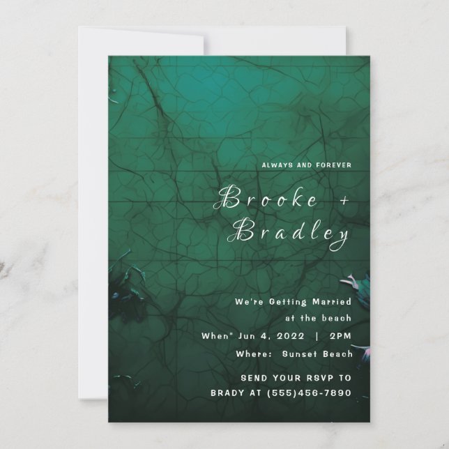 Invitation Mariage gothique vert foncé et de forêt (Devant)