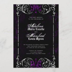 Invitation Mariage gothique victorien Éffrayant violet Invita