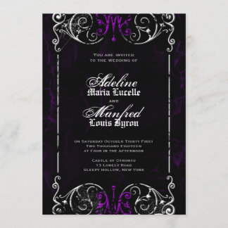 Invitation Mariage gothique victorien Éffrayant violet Invita