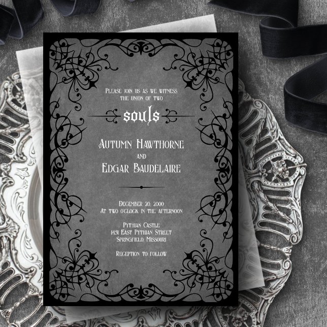 Invitation Mariage gothique victorien noir (Créateur téléchargé)