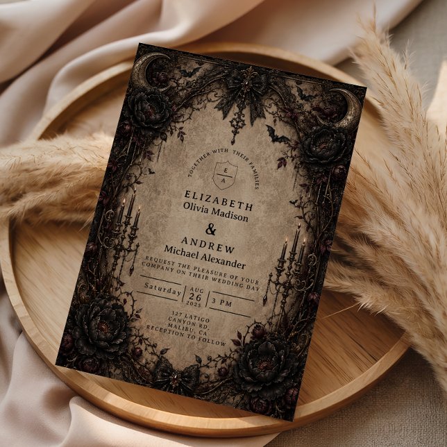 Invitation Mariage gothique victorien vintage (Créateur téléchargé)