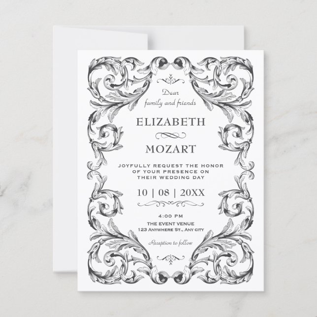 Invitation Mariage gothique vintage (Devant)