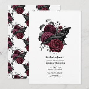 Invitation Mariage gothique vintage glamour raven burgundy