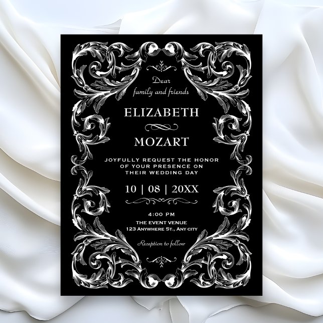 Invitation Mariage gothique vintage noir (Créateur téléchargé)