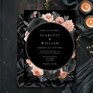 Invitation Mariage gothique Vintage noir foncé