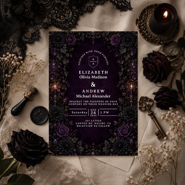 Invitation Mariage gothique violet enchanté (Créateur téléchargé)