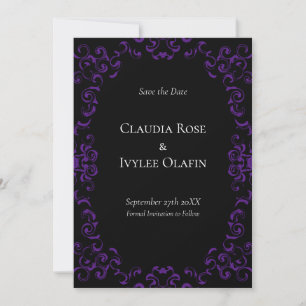 Invitation Mariage gothique violet et noir
