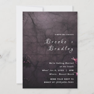 Invitation Mariage gothique violet foncé et noir