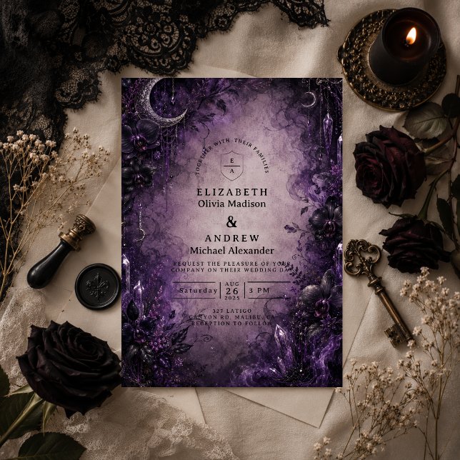Invitation Mariage gothique violet gothique (Créateur téléchargé)