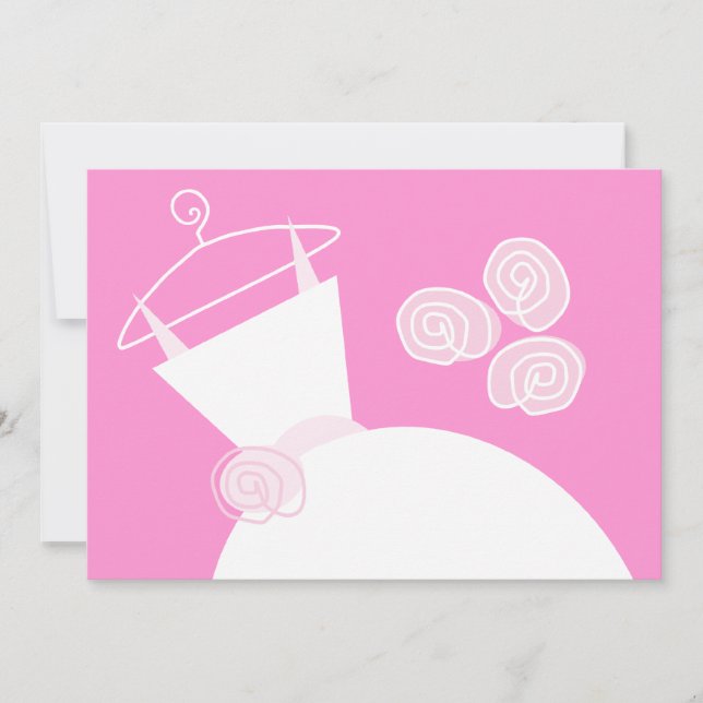 Invitation Mariage Gown Pink nuptiale douche horizontale (Devant)
