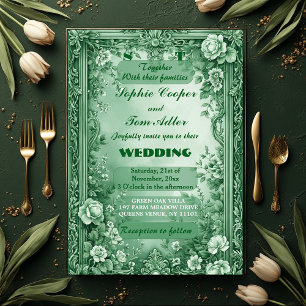 Invitation Mariage Grand Baroque Opulence Jardin Rococo Vert