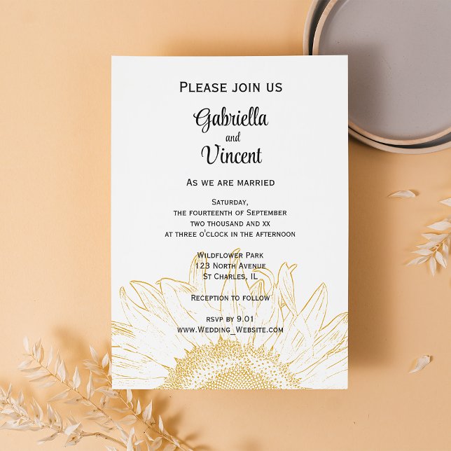 Invitation Mariage graphique tournesol (Créateur téléchargé)