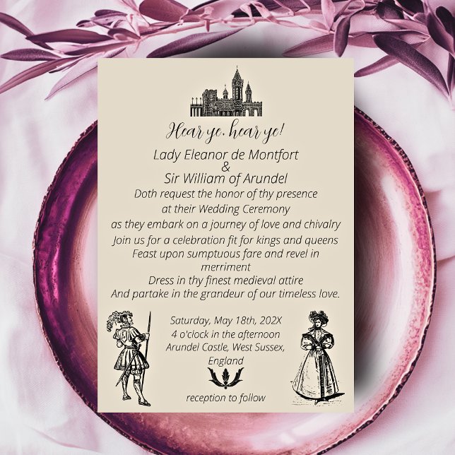 Invitation Mariage Gravure Renaissance Médiévale (Medieval Renaissance Engraving Wedding Invitation)