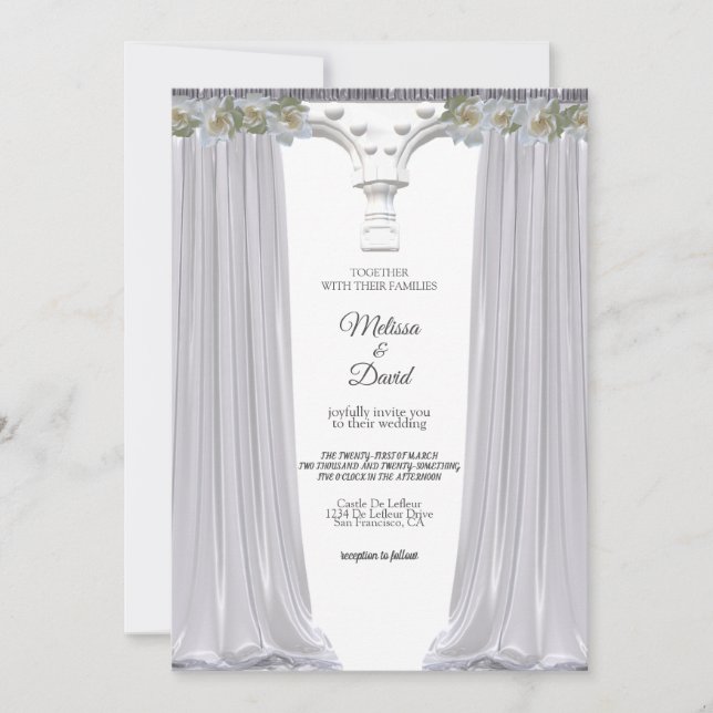 Invitation Mariage grec à l'arche florale élégante blanche (Devant)