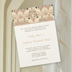 Invitation Mariage grec Colibri Rose Art Déco