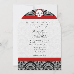 Invitation Mariage grec Roco noir Damask rouge Accents