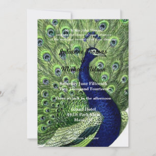 Invitation Mariage Green Blue Chic Peacock