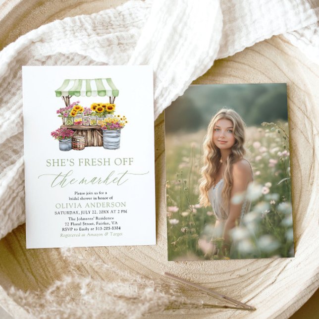 Invitation Mariage Green Elle est fraîche du marché Shower (Green She’s Fresh Off The Market Bridal Shower Invitation)