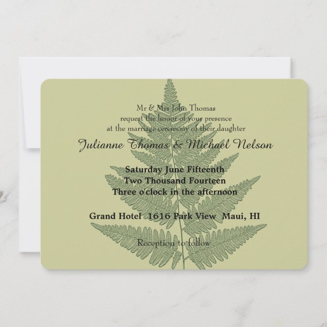 Invitation Mariage Green Fern (Devant)