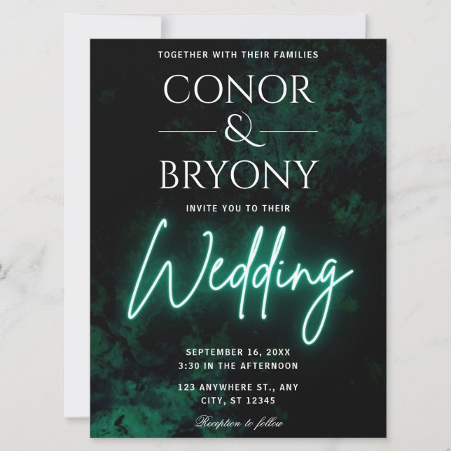 Invitation Mariage Green Neon (Devant)