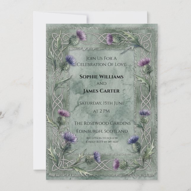 Invitation Mariage Green Thistle (Devant)