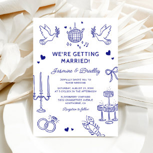 Invitation Mariage gribouillé mignon dessiné à la main