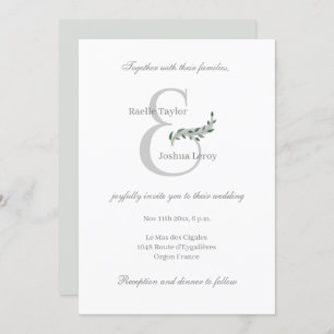 Invitation Mariage gris blanc d'Eucalyptus Feuilles