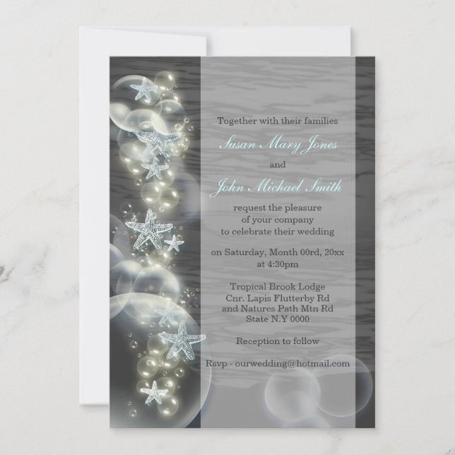 Invitation mariage gris bleu fiançailles (Devant)