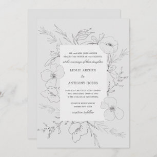 Invitation Mariage gris de Peony esquissé à la main