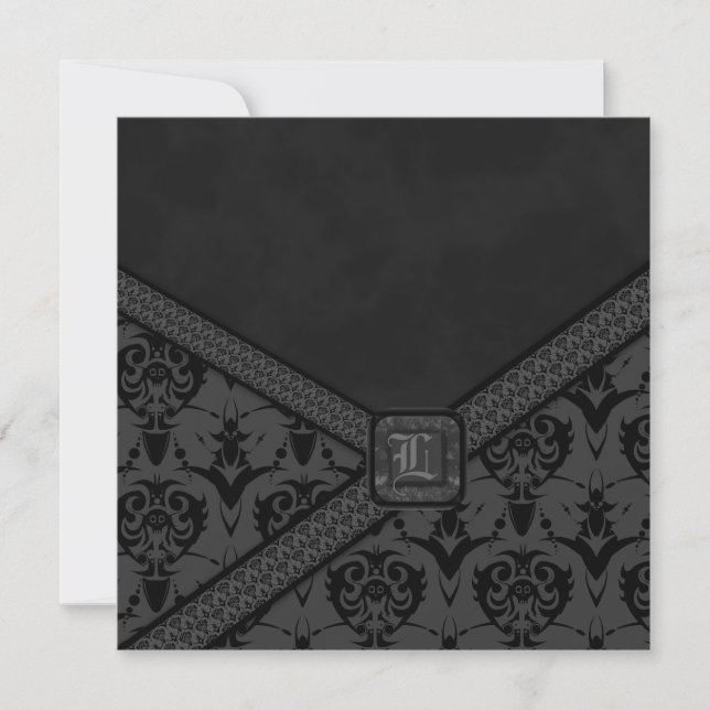 Invitation Mariage gris et noir Goth Lace (Devant)