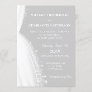 Invitation Mariage gris silhouette blanc élégant