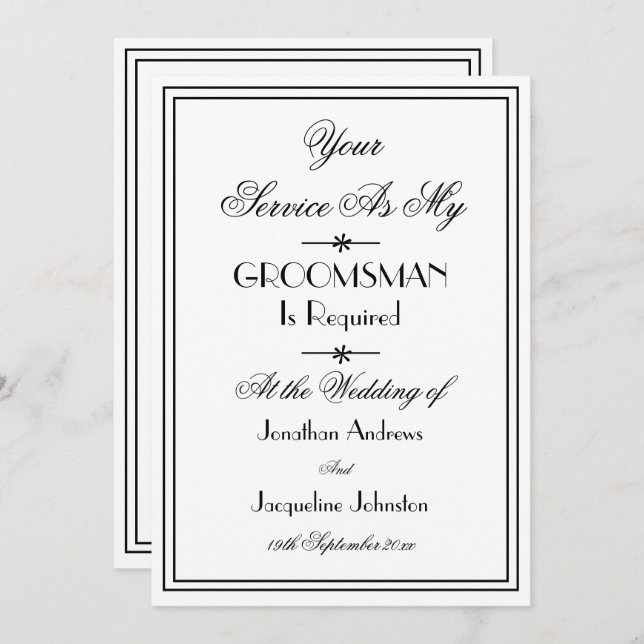 Invitation Mariage Groomsman Elegant Chic Proposition (Devant / Derrière)
