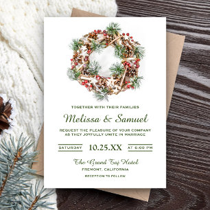 Invitation Mariage Guirlande de Noël Vacances d'Hiver Festive