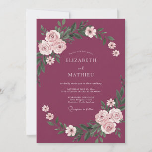 Invitation Mariage Guirlande Florale Délicate de Prune