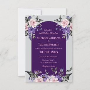 Invitation Mariage Halloween Arch Gothique Rose Violet Et Ros