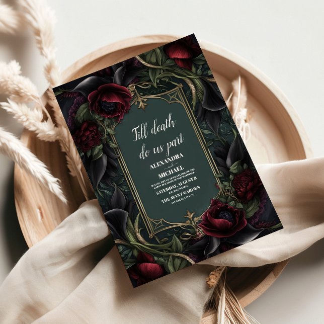 Invitation Mariage Halloween gothique aux Roses Rouges (Créateur téléchargé)