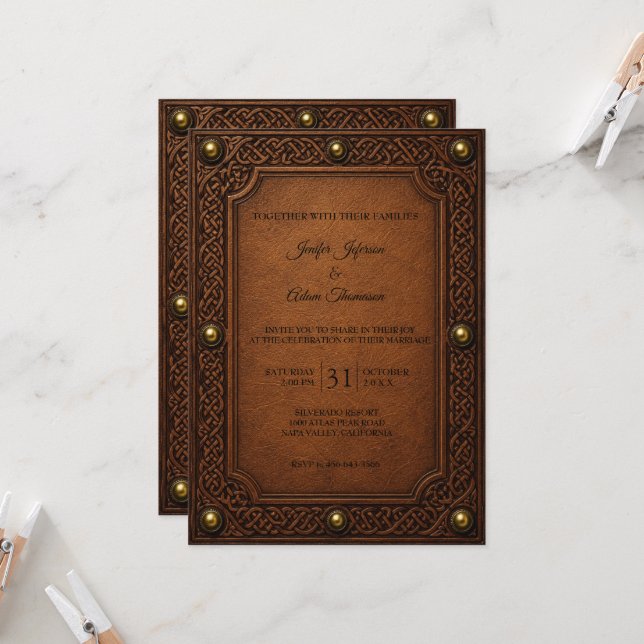 Invitation Mariage Halloween gothique celtique (Devant/Arrière en situation)