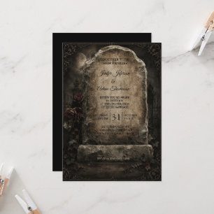 Invitation Mariage Halloween gothique élégant vintage