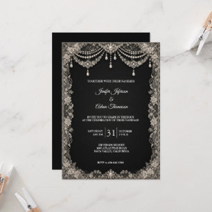 Invitation Mariage Halloween gothique élégant vintage