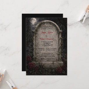 Invitation Mariage Halloween gothique élégant vintage