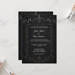 Invitation Mariage Halloween gothique élégant vintage