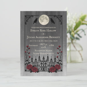 Invitation Mariage Halloween gothique vintage Chauves-souris