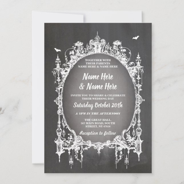 Invitation Mariage Halloween Horreur cadre gothique Invitatio (Devant)