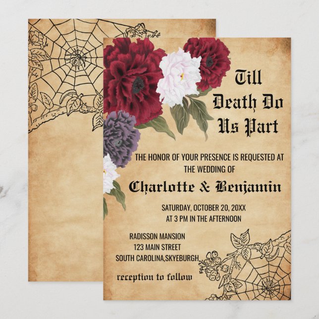 Invitation Mariage Halloween Vintage  (Devant / Derrière)