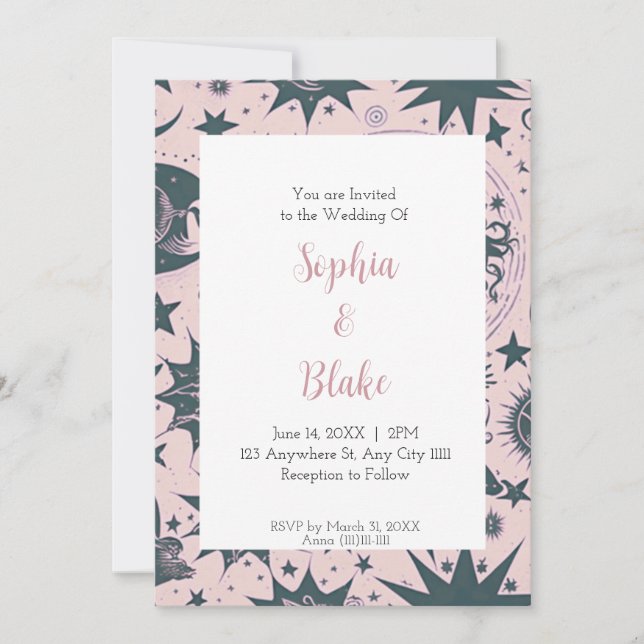 Invitation Mariage Harmonie Céleste (Devant)