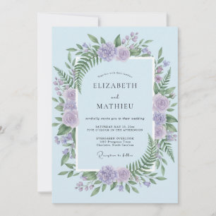 Invitation Mariage Harmonieux Bois Clair Bleu