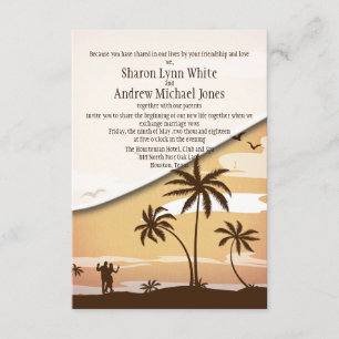 Invitation Mariage Hawaiian Beach Palm Tree de 3,5 po x 5 po