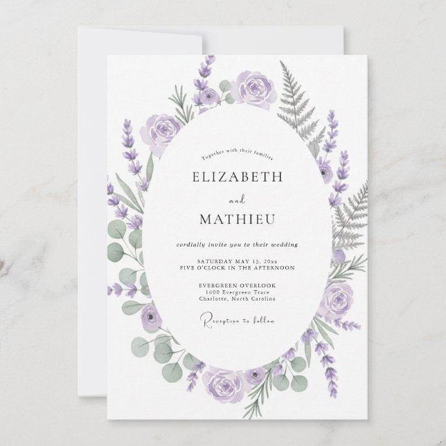 Invitation Mariage Herbal Doux Lavande (Devant)