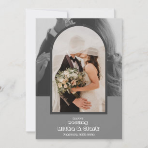 Invitation Mariage heureux en gris simple