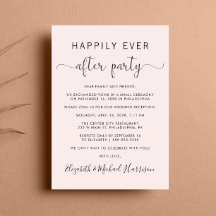 Invitation Mariage Heureux Jamais Après Réception Rose De Fêt
